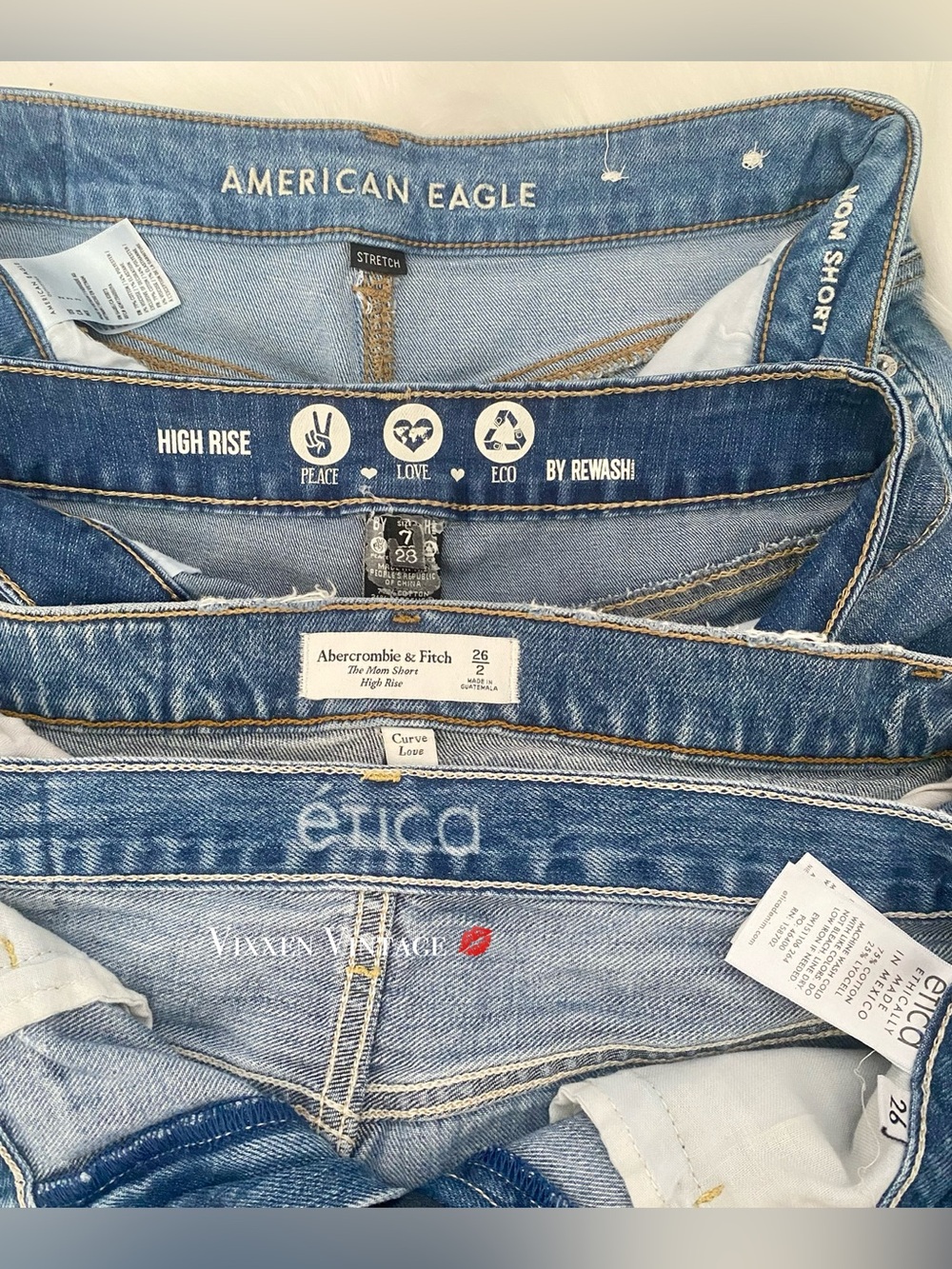 ASSORTED HIGH WAISTED DISTRESSED DENIM SHORTS IN MEDIUM WASH - Picture 4 of 4